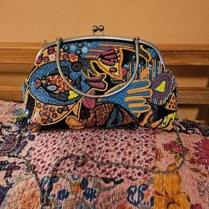 Chico's Beaded Purse Fish Motif Crossbody